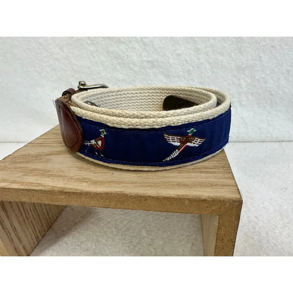 Leatherman Cotton Canvas and Leather-Tab Ribbon Belt Gold Buckle Waterfowl